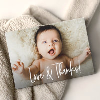 Baby shower foto Liefde en Dank handlettering
