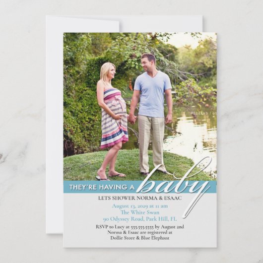 Baby shower foto platte uitnodiging (Voorkant)