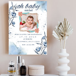 baby shower foto waterverf neutraal kaart