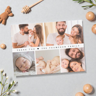 Baby shower Fotocollage Eenvoudig Bedankkaart
