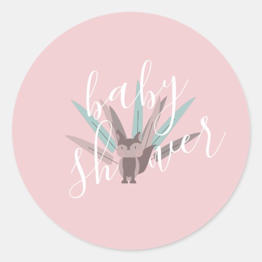 Baby shower Fox Bohemian Feathers Ronde Sticker (Voorkant)
