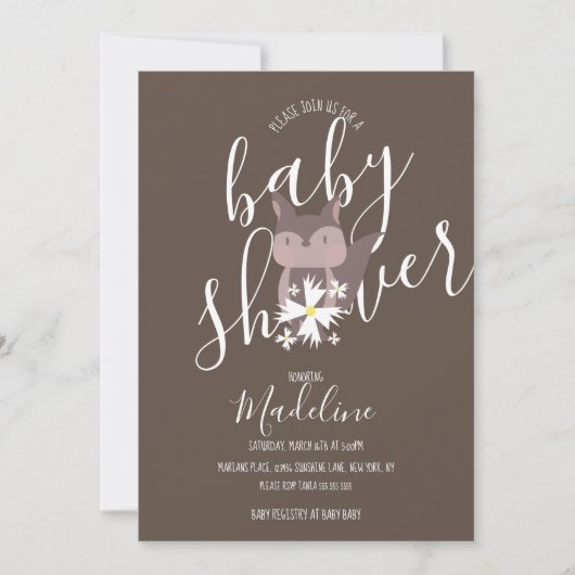 Baby shower Fox Bohemian Invitation (Devant)