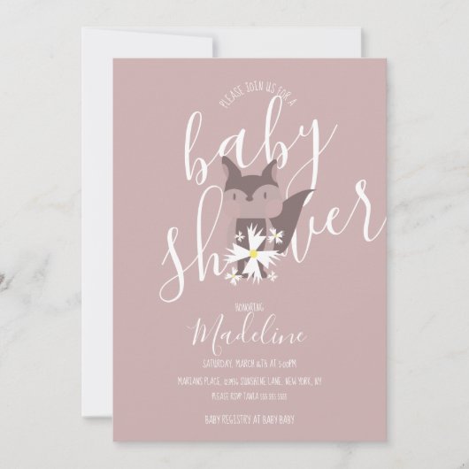 Baby shower Fox Bohemian Invitation (Devant)
