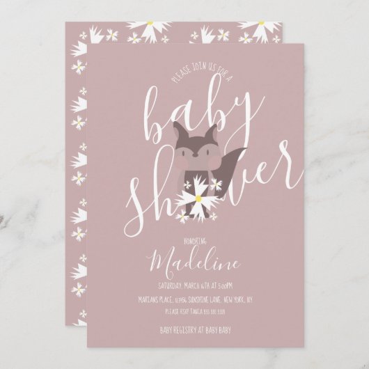 Baby shower Fox Bohemian Invitation (Devant / Derrière)