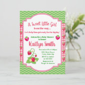 Baby shower fraise Invitation 5x7 Girl Baby (Debout devant)