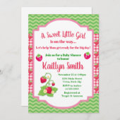 Baby shower fraise Invitation 5x7 Girl Baby (Devant / Derrière)