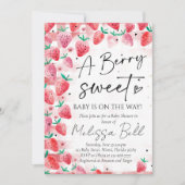 Baby shower fraise Invitation Berry Sweet Baby (Devant)