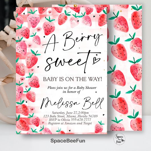 Baby shower fraise Invitation Berry Sweet Baby