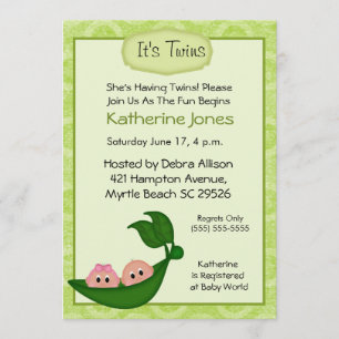 Baby shower Fraternal Twins Invitation