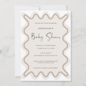 Baby shower frontalier blanc beige Invitation (Devant)