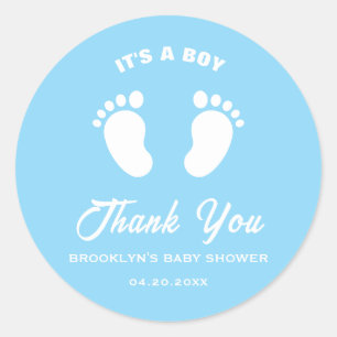 Baby shower Fun Trendy zijn een jongen blauw witte Ronde Sticker