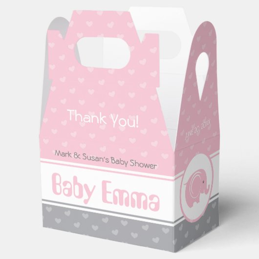 Baby shower Gable Box met Elephant - Baby Girl Bedankdoosjes (Geopend)
