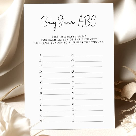 Baby shower Game ABC Names minimalistisch