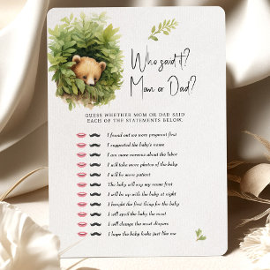 Baby shower Game Beer Wie heeft het gezegd? Mam of Kaart