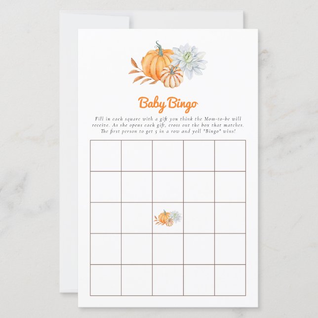 Baby shower Game Bingo Little Pumpkin Herfst Cute (Voorkant)