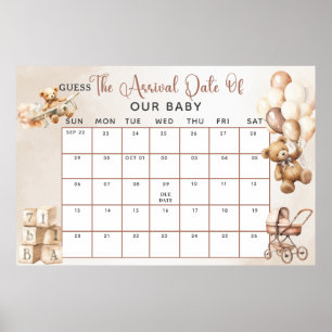 Baby shower GAME Guess uitgerekende datum kunnen w Poster