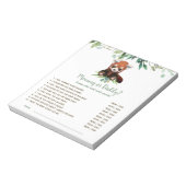 Baby Shower Game Guess Who Red Panda Bear Notitieblok (Gedraaid)