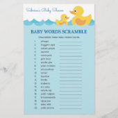 Baby shower game in Cute Rubber Duck Theme (Achterkant)