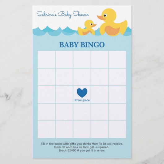 Baby shower game in Cute Rubber Duck Theme Flyer (Voorkant)