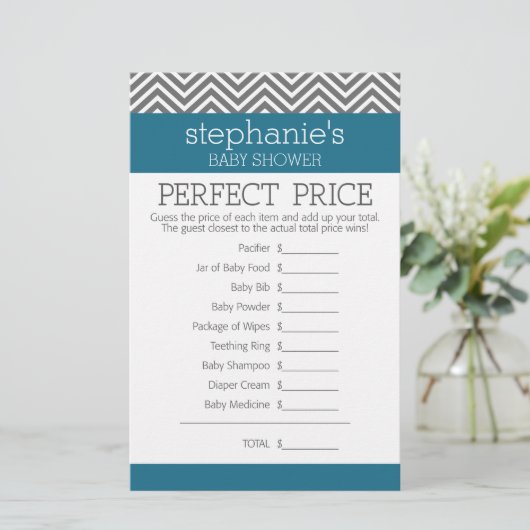 Baby shower game - Perfecte juiste prijs (Staand voorkant)