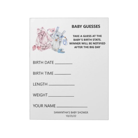 Baby shower Game Waterverf kleding Notitieblok (Gedraaid)