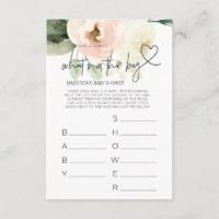 Baby shower Games Baby Girl Rose Florals Carte béb