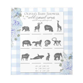 Baby shower Games Blue Rozen Gingham Notitieblok