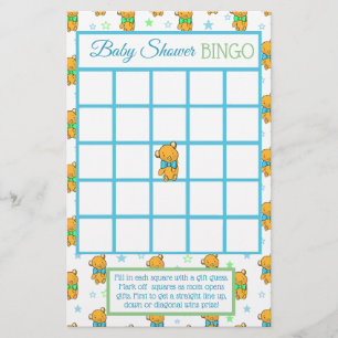 Baby shower games met blauwe en groene Teddy Bear Flyer