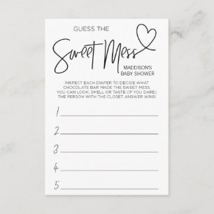 baby shower games raden deze Mess Game Card Informatiekaartje