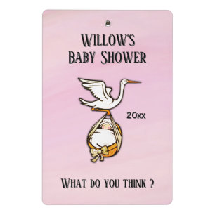 Baby shower games Roze geheugenborden Mini Klembord