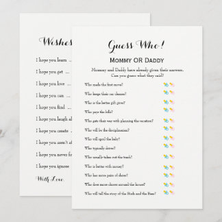 Baby shower Games: wil Baby en raad eens wie Kaart