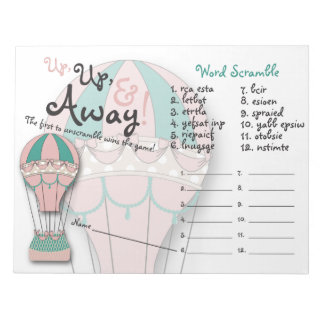 Baby shower games, Word-breekbaar, Hot-air ballon Notitieblok