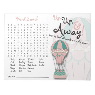 Baby shower games, Word Search, Hot-air ballon Notitieblok
