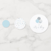 Baby shower Garçon Argent & Ballons Bleus Confetti (Devant)