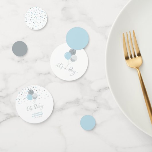 Baby shower Garçon Argent & Ballons Bleus Confetti (Groupe)