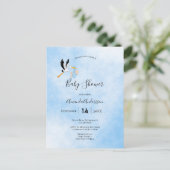 Baby shower garçon bleu cigogne invitation (Debout devant)