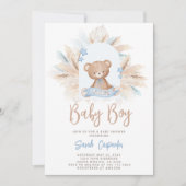 Baby shower Garçon bleu Teddy Invitation (Devant)