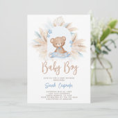 Baby shower Garçon bleu Teddy Invitation (Debout devant)