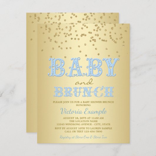 Baby shower garçon Brunch bébé douche Invitations (Devant / Derrière)
