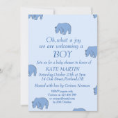 baby shower garçon carte d'invitation avec ours bl (Devant)