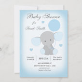Baby shower garçon Invitation éléphant bleu (Devant)