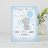 Baby shower garçon Invitation éléphant bleu (Debout devant)