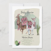 Baby shower Garçon | Llamas & Cactus | Invitations (Devant)