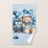 Baby shower Garçon Teddy Bear Blue Train (Serviette à main)
