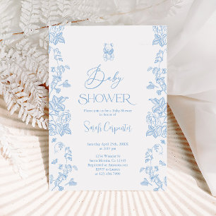 Baby shower Garçon Toile Bleu Invitation