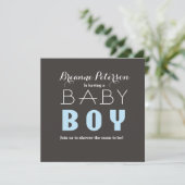 Baby shower GARY Gray Light Blue Modern Invitation (Debout devant)