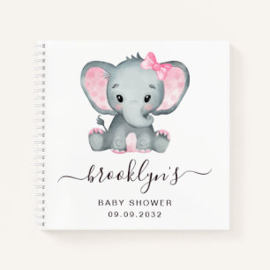 Baby shower gastboek   Roze olifant Notitieboek