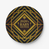 Baby shower Gatsby Gold 2020 Papieren Bordje (Voorkant)