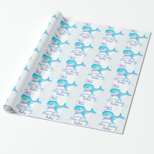 Baby shower / geboorte nieuwe babywalviskundelaris cadeaupapier