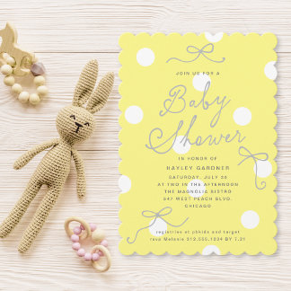 Baby Shower Geel Moderne Strikken Kaart